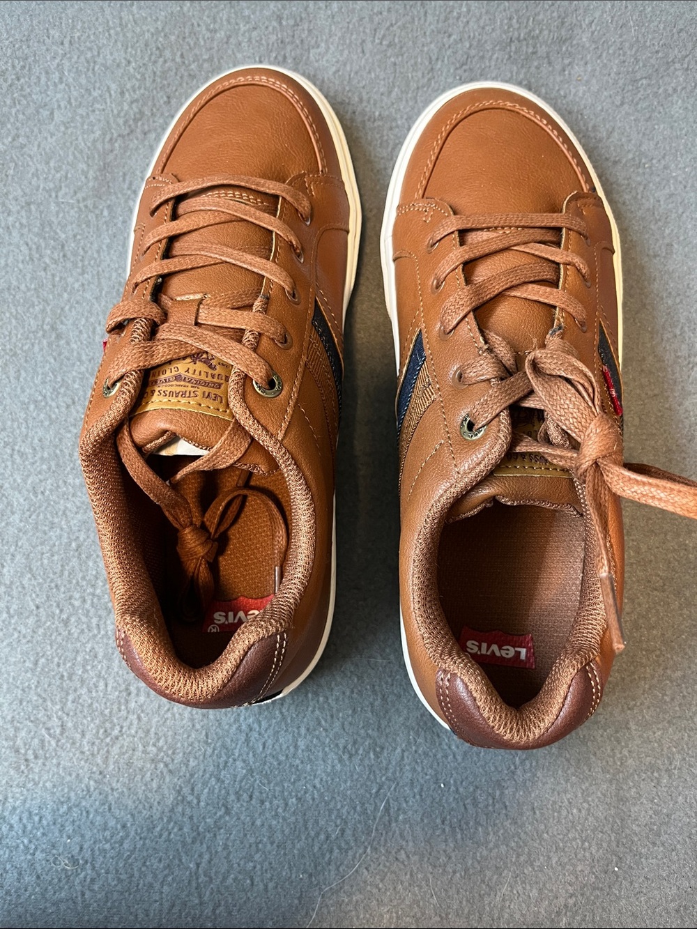 Levi's Brown Leather Low-Top Sneakers with White Sole